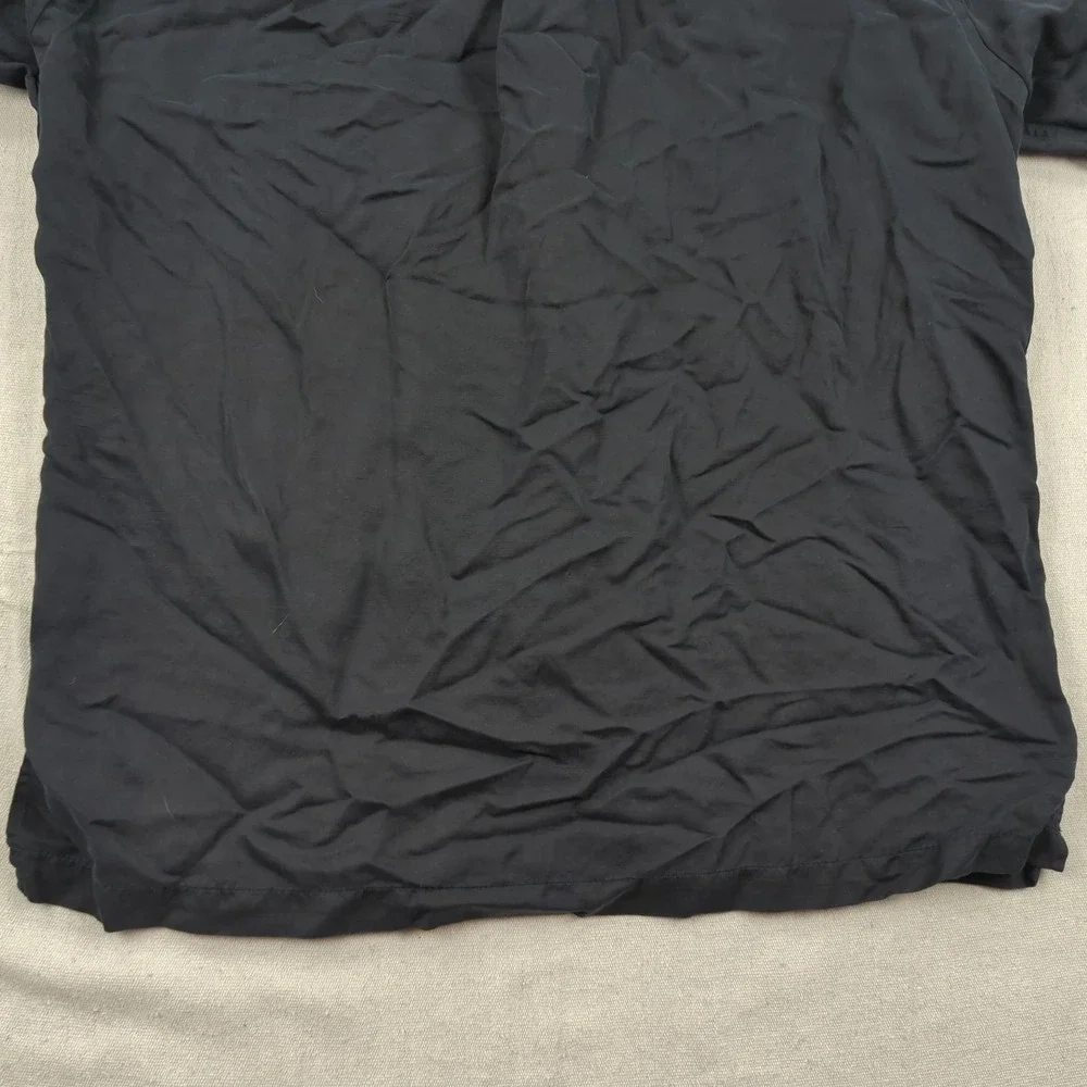 Vintage Polo Ralph Lauren Shirt Mens Large Black Caldwell Loop Collar Silk Linen